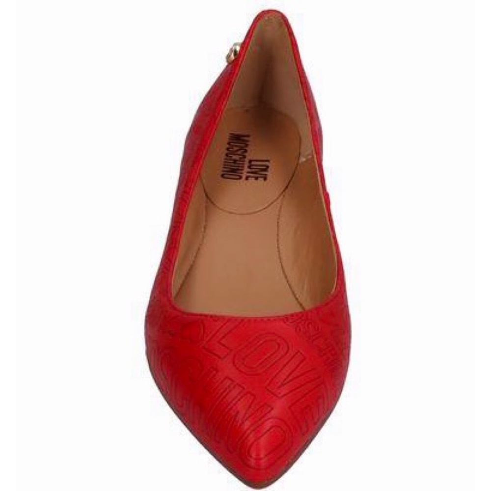 NWOT LOVE MOSCHINO Ballet Flats In Red